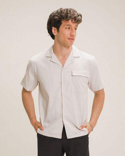 Camisa Fit Relaxed Beige