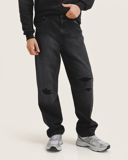 Jeans Negro Fit Wide Leg