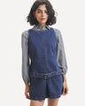 Vestido Corto Plisado,AZUL MARINO