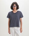 Playera Estampada Rayas,AZUL MARINO