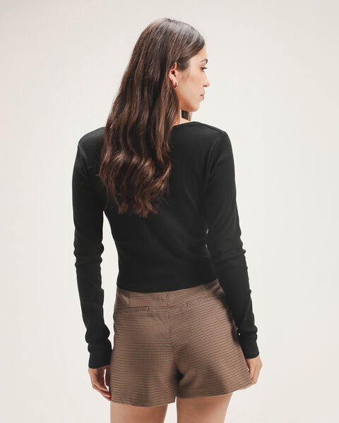 Crop Top Negro Manga Larga