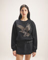 Sudadera Cerrada Aplicaciones,NEGRO