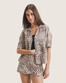 Camisa Estampado Animal Print,CAFE
