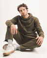 Sudadera Hoodie Cerrada,OLIVO