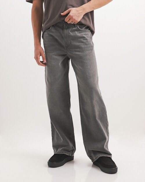 Jeans Fit Baggy Gris