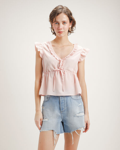 Blusa Rosa Manga Corta