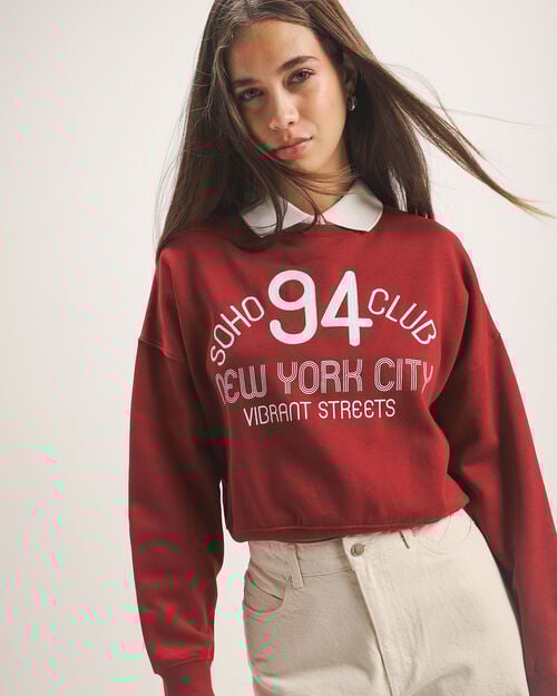 Sudadera Estampada Roja