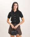 Polo Rosa Tejida,NEGRO