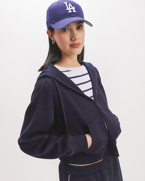 Hoodie Azul Zipper Met&aacute;lico