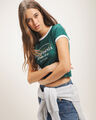 Crop Top Verde Estampado,VERDE OBSCURO