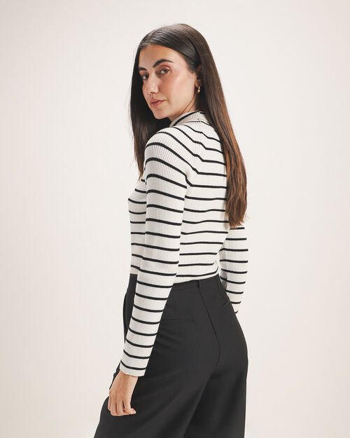 Top Manga Larga Rayas