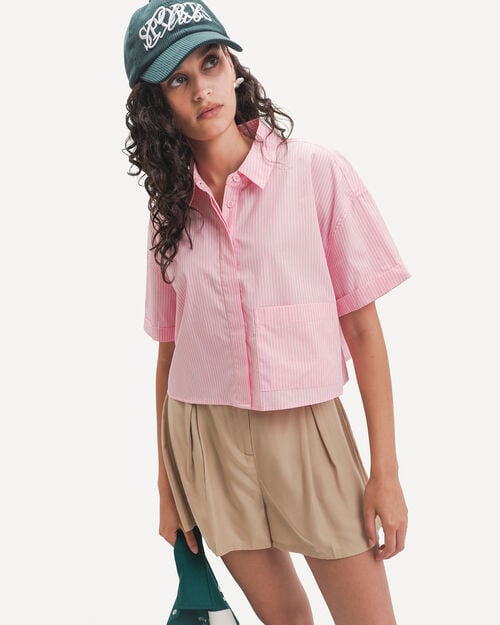 Camisa Cropped Rosa