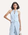 Blusa Negra Mao,AZUL PASTEL