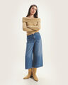 Jeans Fit Culotte,AZUL EMPOLVADO