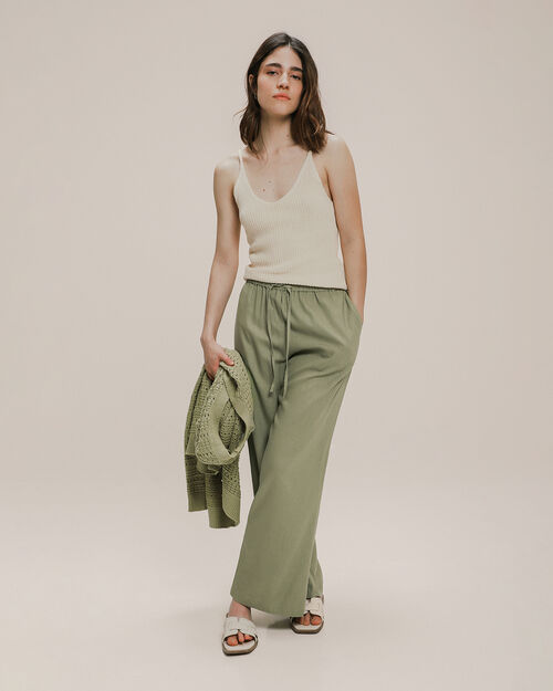 Crop Top De Punto Beige