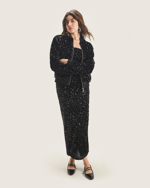 Bomber Negra Lentejuelas