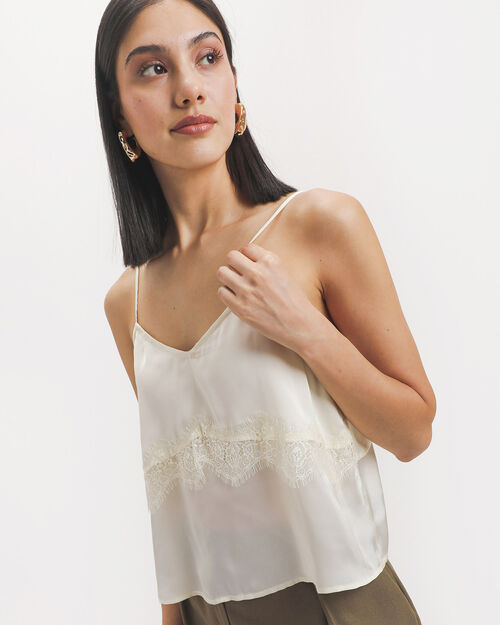 Top Beige Tirantes