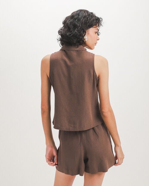Camisa Caf&eacute; Lino
