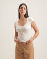 Top Tejido Manga Corta,BLANCO
