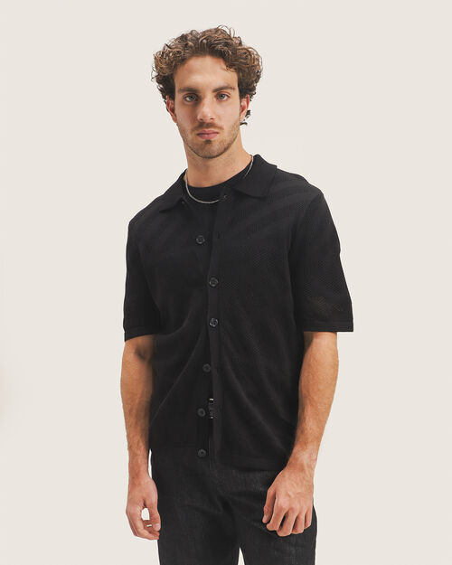 Polo Negra Tejido De Punto