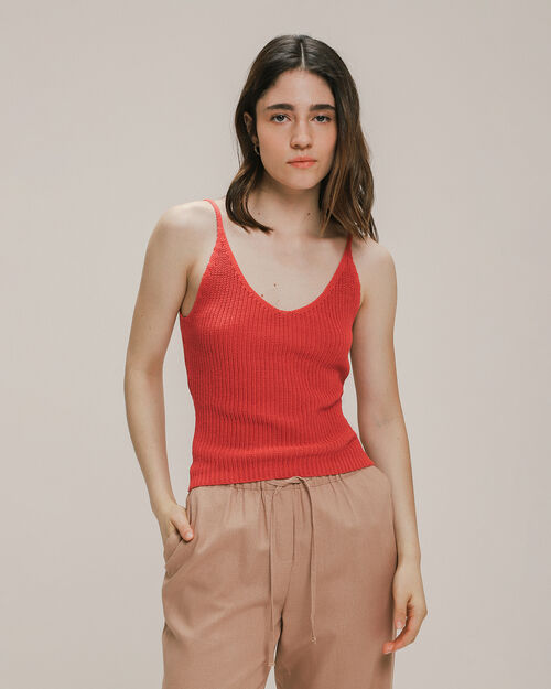 Crop Top De Punto Naranja