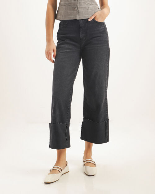 Jeans Fit Straight Negro