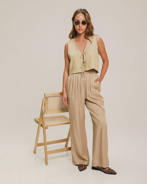 Pantalón Wide Leg Beige