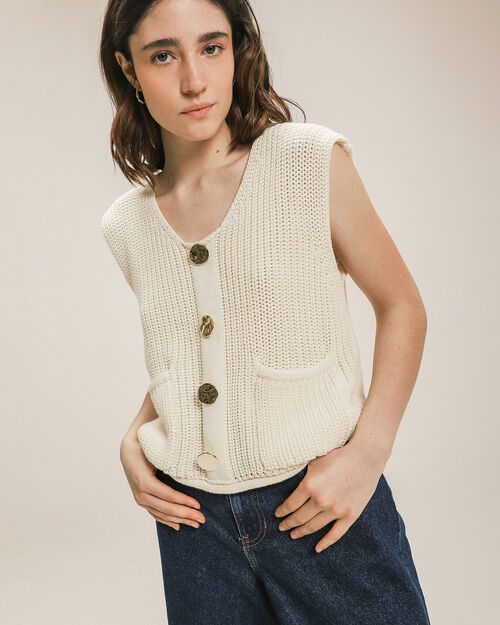 Chaleco Blanco Crochet