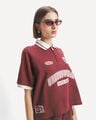 Polo Cropped Estampada,ROJO OBSCURO