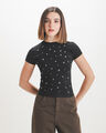 Playera Blanca Estrella,NEGRO