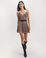 Vestido Corto Animal Print,CAFE