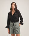 Camisa Blanca Manga Larga,NEGRO