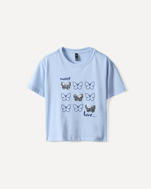 Playera Azul Mariposas