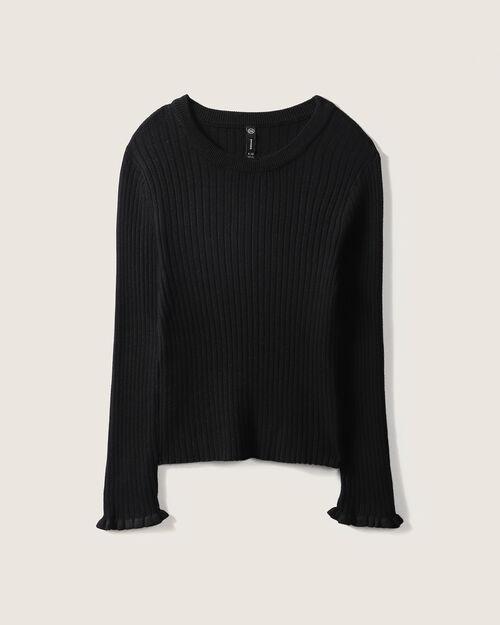 Top Negro Tejido Acanalado