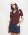 Top Tejido Beige,ROJO VINO
