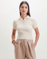 Polo Beige Tejida,BEIGE