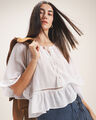 Blusa Manga Corta Lazo,BLANCO