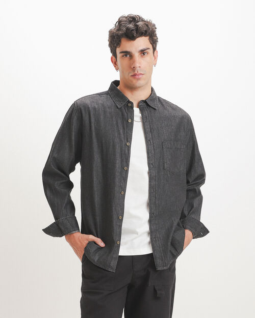 Camisa Negra Bolsillo