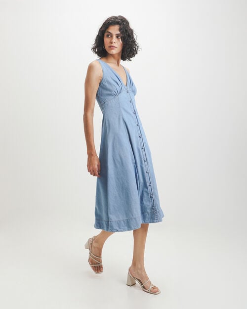 Vestido Midi Con Botones
