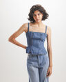 Top De Mezclilla Peplum,AZUL ACERO