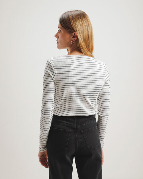 Top Manga Larga Rayas