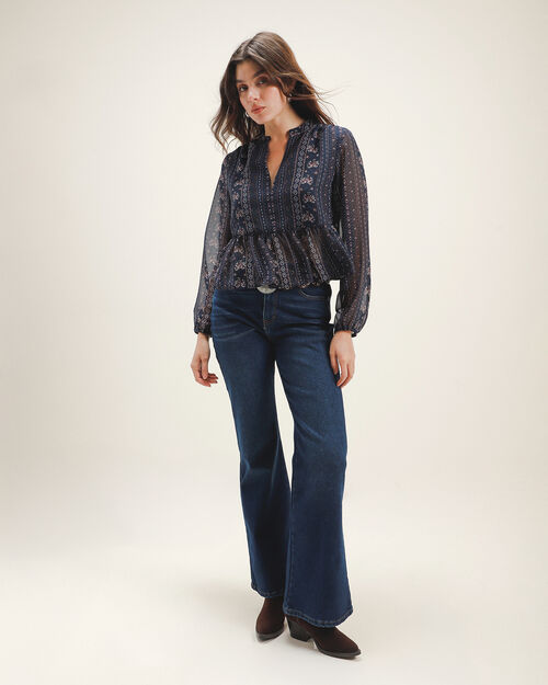 Blusa Azul Estampada