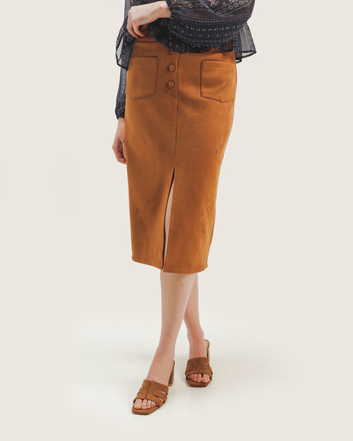 Falda Midi Gamuza