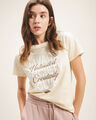 Playera Beige Estampada,CREMA