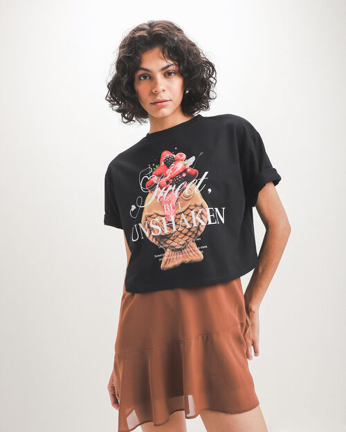 Playera Negra Estampada