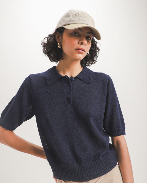 Polo Azul Tejida