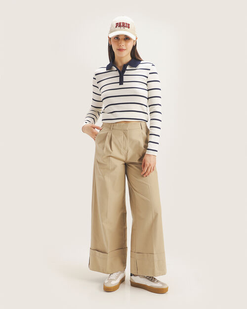 Pantalón Beige Wide Leg