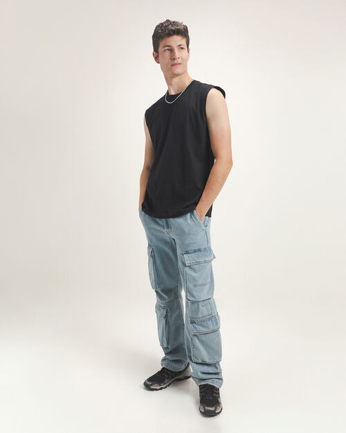 Jeans Azul Fit Straigth Cargo