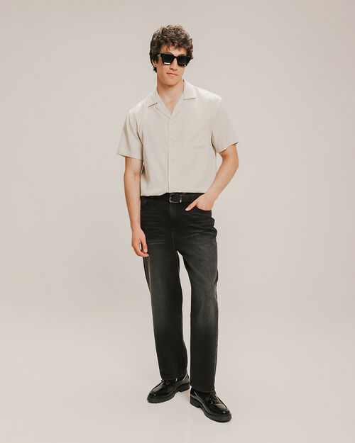Camisa Beige Manga Corta