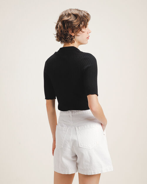 Polo Negra Manga Corta